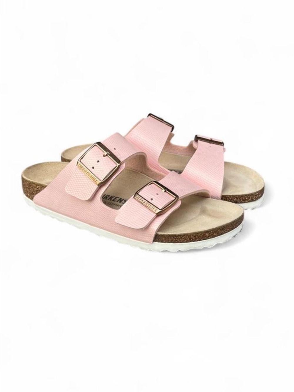 Birkenstock Arizona Shiny Lizard Light Rose Sandals EU 39 Women's 8 Narrow